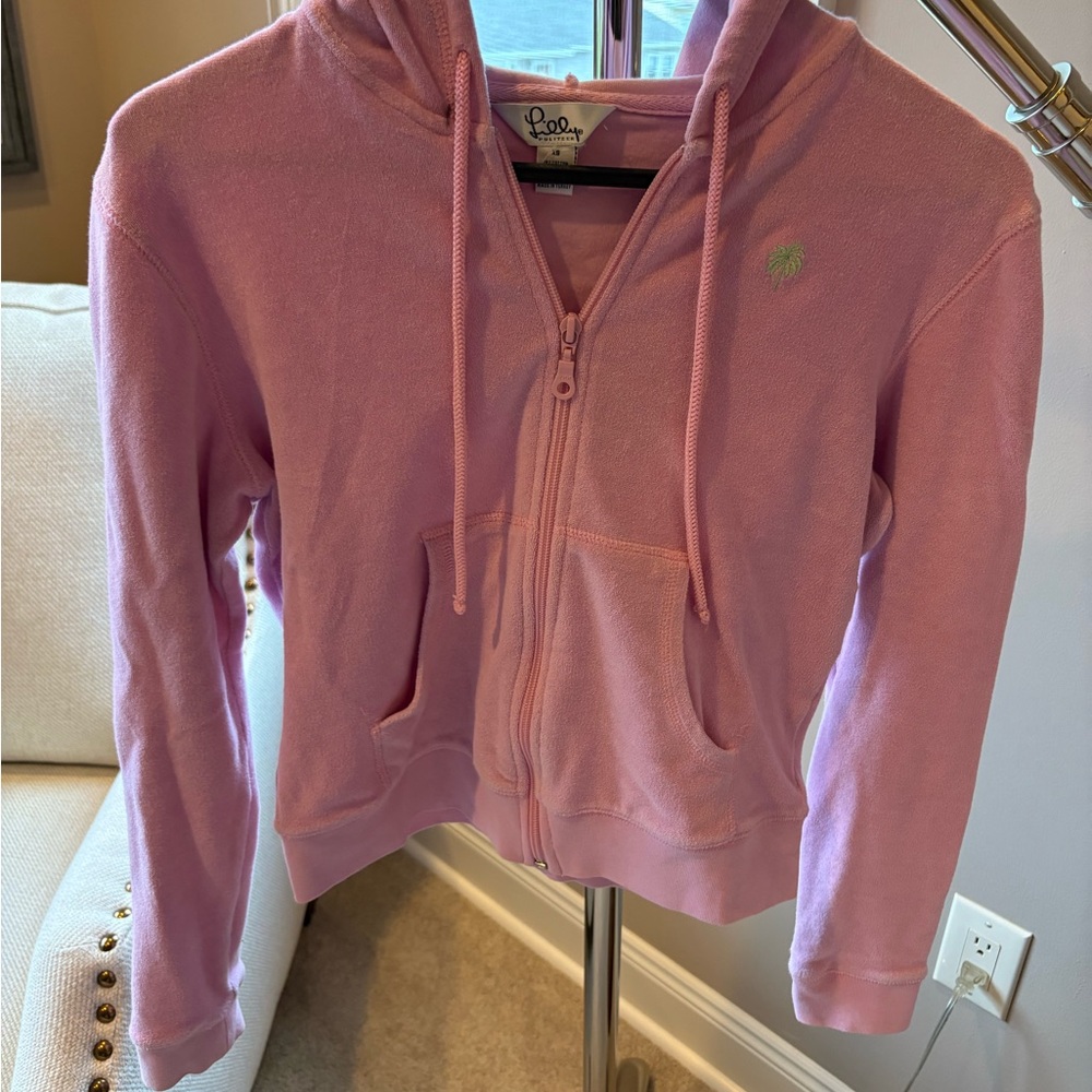Lilly Pulitzer Pink Cropped Hoodie Sweatshirt